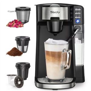 Sboly 6 In 1 Coffee Machine, Compatible with K-Cup Pods & Ground Coffee.